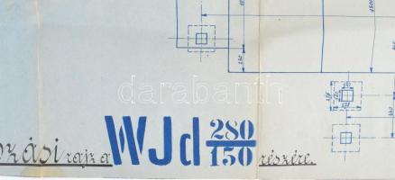 1910 Siemens-Schuckert Művek Pozsony motorgenerátor tervrajza, szakadással, 70×84 cm