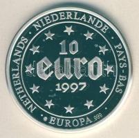 Európa 1997. 10€ Ag "Hollandia - Gulden" T:PP Tanúsítvánnyal!