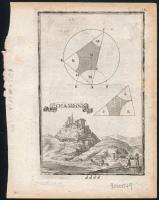 ca 1700 Schambock - Zsámbok várának látképe. rézmetszet megjelent: Birckenstein/Pürckenstein, Anthon Ernst Burckhard von: Auslesener Anfang zu denen höchst=nützlichen Matematischen Wissenschaften...Sammt einem Anhang oder Beschreibung, Derer...Ungarischen Städten... Augspurg, 1731, Mertz und Mayer. 100x160 mm