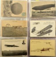 REPÜLŐGÉPEK - 88 db régi külföldi képeslap vegyes minőségben albumban / AIRCRAFTS - 88 pre-1945 most...