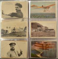 REPÜLŐGÉPEK - 88 db régi külföldi képeslap vegyes minőségben albumban / AIRCRAFTS - 88 pre-1945 most...
