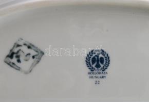 Hollóházi 3 darab kínálótál, Erika, Sophie és Hajnalka mintákkal, jelzett, hibátlan, cca 23x17 cm