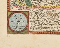 1595 Austria archiducatus - Ausztria és Magyarország egy része, pl a Ferfő tó színezett rézmetetszet...