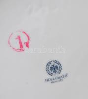 Hollóházi Erika mintás fedeles bonbon kínáló, plasztikus virág fogóval, jelzett, kis kopással, d: 17...