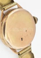 Arany (Au) 14K óra, jelzett, széteső állapotban, h: 17 cm, bruttó: 14,7 g