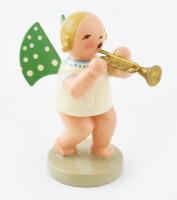 Wendt & Kühn zenélő figura. Kézzel festett fa, jelzett. 5,5 cm