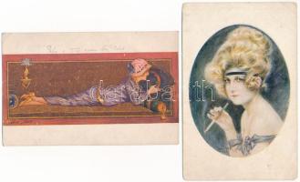 30 db RÉGI szignált művész képeslap, vegyes minőségben / 30 pre-1945 artist signed motive postcards ...