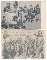 22 db RÉGI francia politikai propaganda képeslap, vegyes minőségben, gúnyrajzok / 22 pre-1945 French political propaganda postcards in mixed quality, mocking art