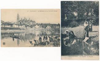 11 db RÉGI francia képeslap vegyes minőségben: mosóasszonyok / 11 pre-1945 French postcards in mixed...
