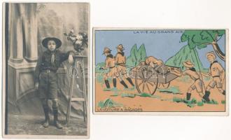 25 db VEGYES cserkész motívum képeslap vegyes minőségben / 25 mostly pre-1960 scouting motive postca...