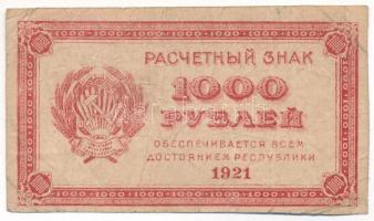Szocialista Szövetségi Szovjet Köztársaság 1921. 1000R T:F,VG kis szakadás Russian Socialist Federated Soviet Republic 1921. 1000 Rubles C:F,VG small tear Krause P#112