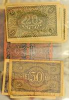 ~70db-os vegyes magyar korona, Vöröshadsereg parancsnoksága pengő és külföldi, nagyrészt jugoszláv, ...