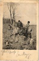 1902 Hunting game with dogs. Theo Stroefer Sport-Postkarte Ser. 195. Nr. 15. (fl)