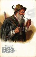 Waidmannsheil! / Öreg vadász pipával / Old hunter smoking a pipe. Charakterköpfe No. 4. (EK)