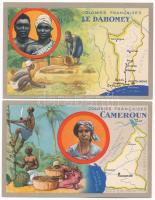 23 db RÉGI nyomtatvány: Francia gyarmatok térképekkel, hátoldalon leírásokkal / 23 pre-1945 cards with informations on the backsides: French colonies with maps