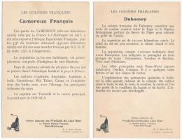 23 db RÉGI nyomtatvány: Francia gyarmatok térképekkel, hátoldalon leírásokkal / 23 pre-1945 cards wi...