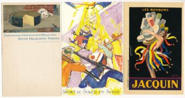 40 db RÉGI használatlan francia reklám képeslap plakátokról / 40 pre-1950 unused French advertising ...