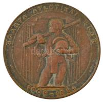 1934. "Spárta Atlétikai Klub 1909-1934 / 25 éves fennállásának emlékére" bronz sport emlékérem. Szign.:Gál (50mm) T:XF patina