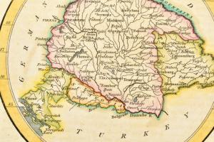 cca 1800 J. Cooke: Hungary - Magyarország és Erdély színezett rézmetszetű térképe. Paszpartuban. 170...