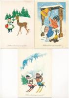 30 db MODERN magyar retro karácsonyi grafikai üdvözlő képeslap (Képzőművészeti Alap, Képzőművészeti Kiadó) / 30 modern Hungarian retro Christmas graphic greeting postcards