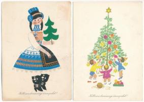 30 db MODERN magyar retro karácsonyi grafikai üdvözlő képeslap (Képzőművészeti Alap, Képzőművészeti ...