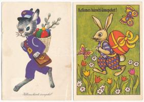 32 db MODERN magyar retro húsvéti grafikai üdvözlő képeslap (Képzőművészeti Alap, Képzőművészeti Kia...