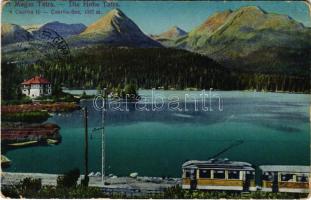 1916 Tátra, Magas-Tátra, Vysoké Tatry; Csorba tó, villamos / Csorber-See / tram by Strbské pleso (EB)