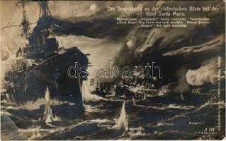 Die Seeschlacht an der chilenischen Küste bei der Insel Santa Maria / WWI German Navy (Kaiserliche Marine) art postcard s: Willy Stöwer (EB)