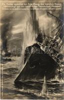 Die Emden vernichtet bei Pulo Pinang den russischen Kreuzer Schemtschug und den französischen Torpedojäger Mousquet / WWI German Navy (Kaiserliche Marine) art postcard s: Willy Stöwer (EB)