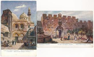 PALESZTINA és IZRAEL - 35 db régi művész képeslap, F. Perlberg szignóval / PALESTINE and ISRAEL - 35...