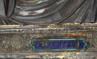 Megváltó Krisztus. Orosz ikonfestő, cca XIX. sz., tojástempera, fa, aranyozott ezüst okláddal (ezüst...