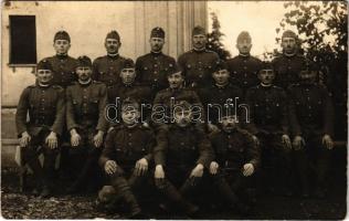 1935 Körmend, magyar katonák csoportképe, Nagy József őrvezető / Hungarian military gorup photo, soldiers (ragasztónyom / gluemark)