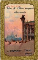 Serravallo's China-Wein mit Eisen / Serravallo féle vasas China-bor reklámlapja hátoldalon Vele...