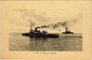 Az Osztrák-Magyar Haditengerészet SMS Wien Monarch-osztályú partvédő csatahajója és SMS Árpád Habsburg-osztályú csatahajója / Austro-Hungarian Navy, SMS Árpád pre-dreadnought and SMS Wien coastal defense battleships. G. Fano Pola 1910-11. 221. (EK)