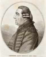 cca 1850 Landerer János Mihály (1725-1795) nyomdász, könyvkiadó., fametszetű képe paszpartuban 15x12 cm