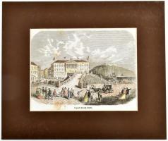 1867 A pesti király-domb. Koronázási domb:színezett fametszet paszpartuban 19x15 cm