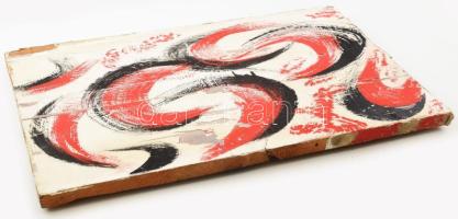 Bada Dada (Bada Tibor, 1963-2006): Vörös és fekete (cím nélkül). Olaj, applikáció (tükör darabok), f...