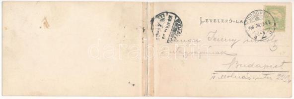 1906 Ada Kaleh. Magyar-román-szerb határ. Müller testvérek kiadása, 2-részes kinyitható panorámalap ...