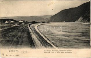 1910 Orsova, Vaskapu és Románia a Duna felől / Poarta de Fier, Romania, Danube river