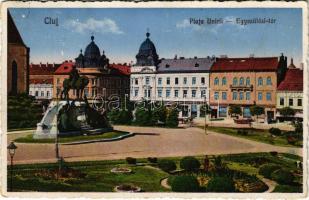 1940 Kolozsvár, Cluj; Egyesülési tér, Máramarosi bank / Piata Unirii / square, Maramures Bank + "1940 Kolozsvár visszatért" So. Stpl