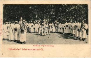 Máramaros, Maramures; Román népmulatság. Berger Miksa kiadása / Romanian folk festival