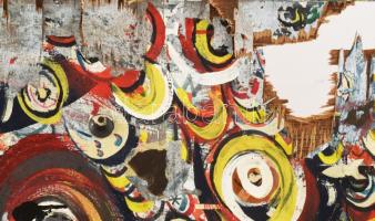 Bada Dada (Bada Tibor, 1963-2006): Öngyújtós kép (cím nélkül). Vegyes technika, kollázs, applikáció ...