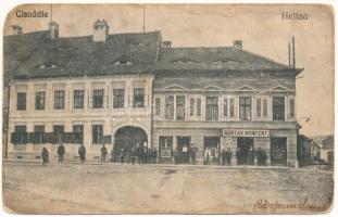 1925 Nagydisznód, Heltau, Cisnadie; Gustav Bonfert üzlete / shop of Bonfert, street view (EM)