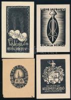 Radványi Román Károly (1900-1957): 7 db különféle ex libris, különféle technikák, papír, jelzettek a...