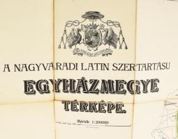 cca 1900-1910 A nagyváradi latin szertartású egyházmegye térképe, 1:200.000, Nagyvárad, Sonnenfeld A...