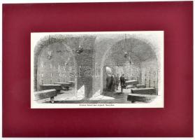 cca 1867 Ferenc József ősei sírjánál Nancyban fametszet paszpartuban 21x16 cm