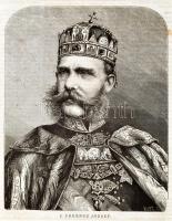 1867 Ferenc József magyar király a Szent Koronával fametszet paszpartuban 15x21 cm