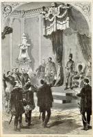 1867 Magyar miniszterek eskütétele Andrássy Gyula miniszerelnökkel fametszet paszpartuban 23x35 cm