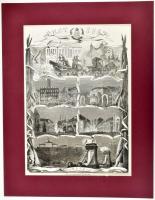 1867 Őfelsége Buda-Pesten fametszet paszpartuban 24x34 cm