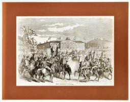 1867 Képek a koronázásról Ferenc József kardvágása fametszet paszpartuban 34x24 cm